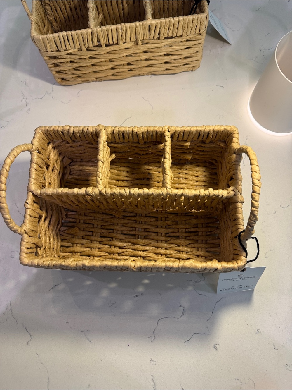 Natural Woven Bathroom Organizer Basket - Tan - Picture 2 of 4